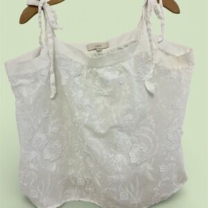 LOFT White Lace Tie Strap Sleeveless Top XXL